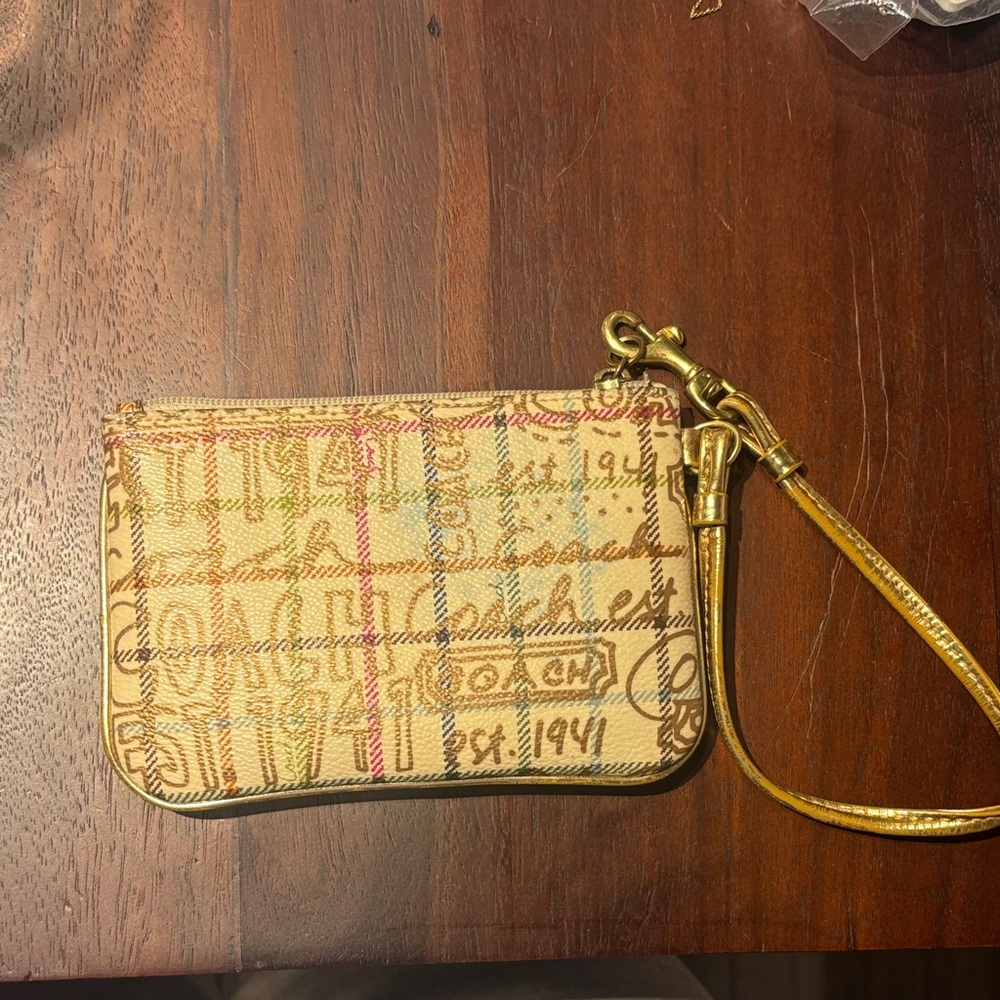Coach Tan Wristlet 4x6 inches